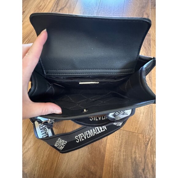 Steven Madden Tik Tok Bag Webber Small Black And Gray Canvas Purse Bag - Picture 5 of 8